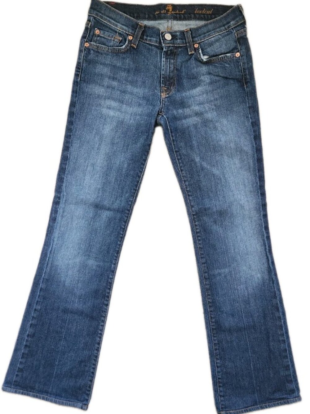 7 Seven For All Mankind Jeans Women Size 28 Blue Low Rise Bootcut USA Made